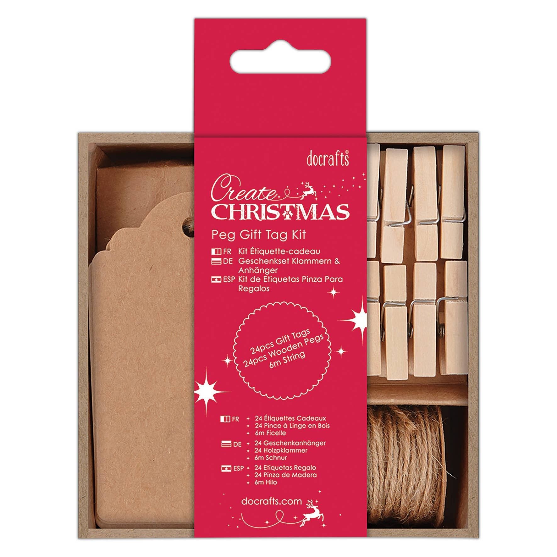 Create Christmas Peg Geschenkanhänger-Set, braun, 5 Stück, Bastelbedarf für Weihnachtsbastel- und Bastelprojekte zu Hause, ideal für festliche Bastelarbeiten für Kinder und Erwachsene