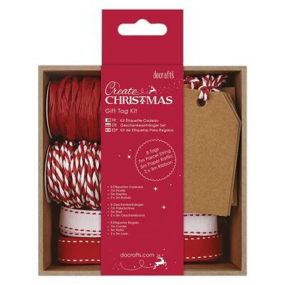 Create Christmas Gift Tag Kit, Red, Set of 18, Craft Supplies for Home Christmas Craft and Craft Projects, Ideal for Festive Crafts for Kids and Adults