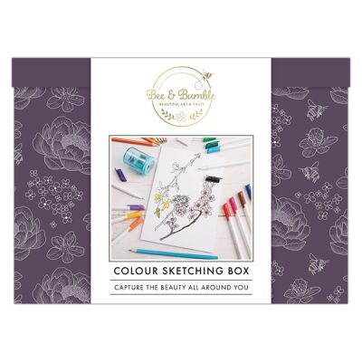 Bee & Bumble Color Sketching Box Juego de papelería para dibujar, dibujar y colorear, ideal para adultos, niños, principiantes o artistas profesionales, actividad artesanal perfecta o regalos