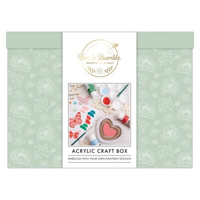 Bee & Bumble Art Caja de manualidades acrílica, ideal para adultos, niños, niños mayores, ya sean artistas profesionales o en ciernes, pinturas incluidas para crear impresionantes pinturas