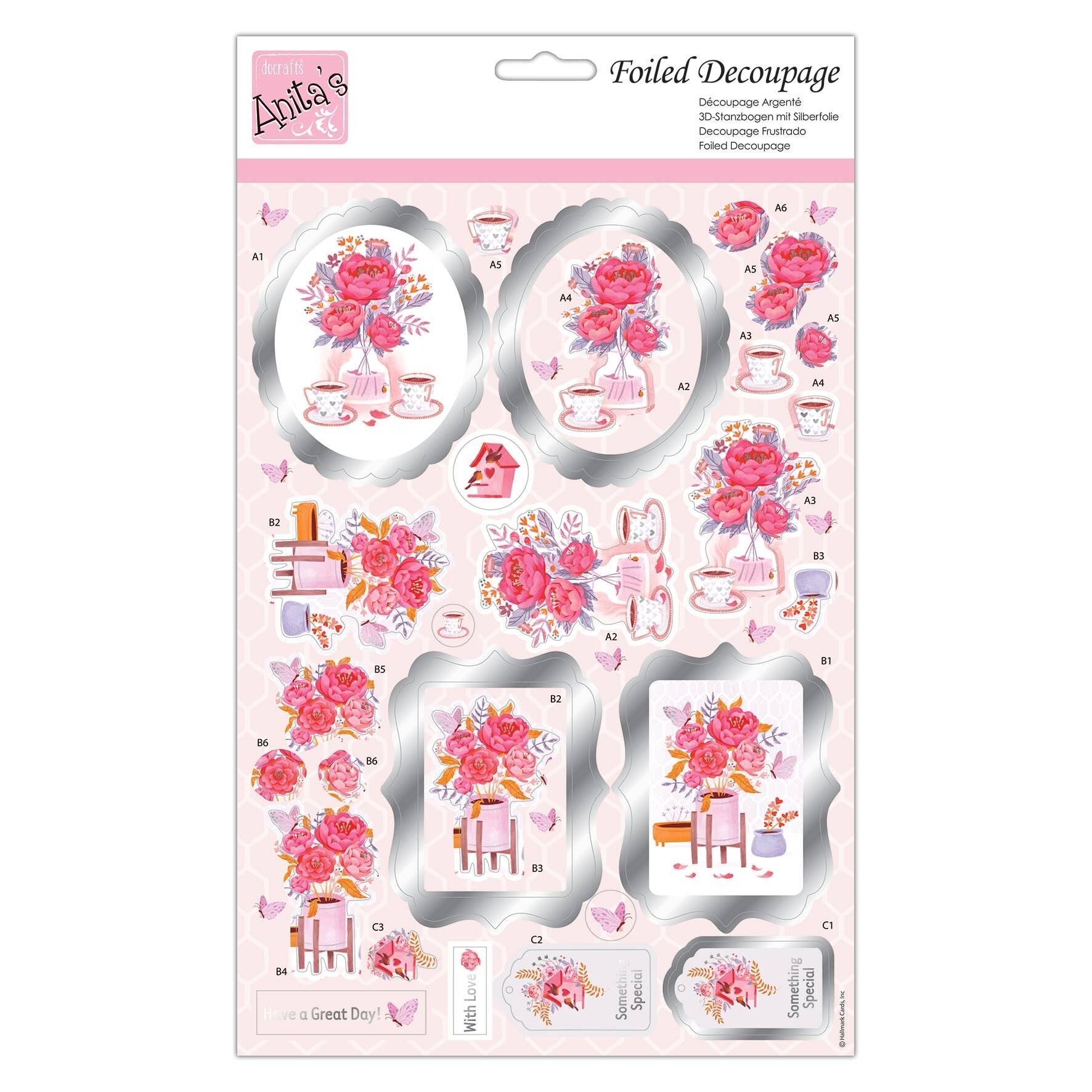 Anita's Thé A4 pour deux, feuille de découpage en aluminium, fournitures d'accessoires pour l'artisanat, l'artisanat en papier, le scrapbooking, la fabrication de cartes, l'origami, idéale pour l'artisanat pour adultes, ajoute un motif texturé aux projets d'artisanat