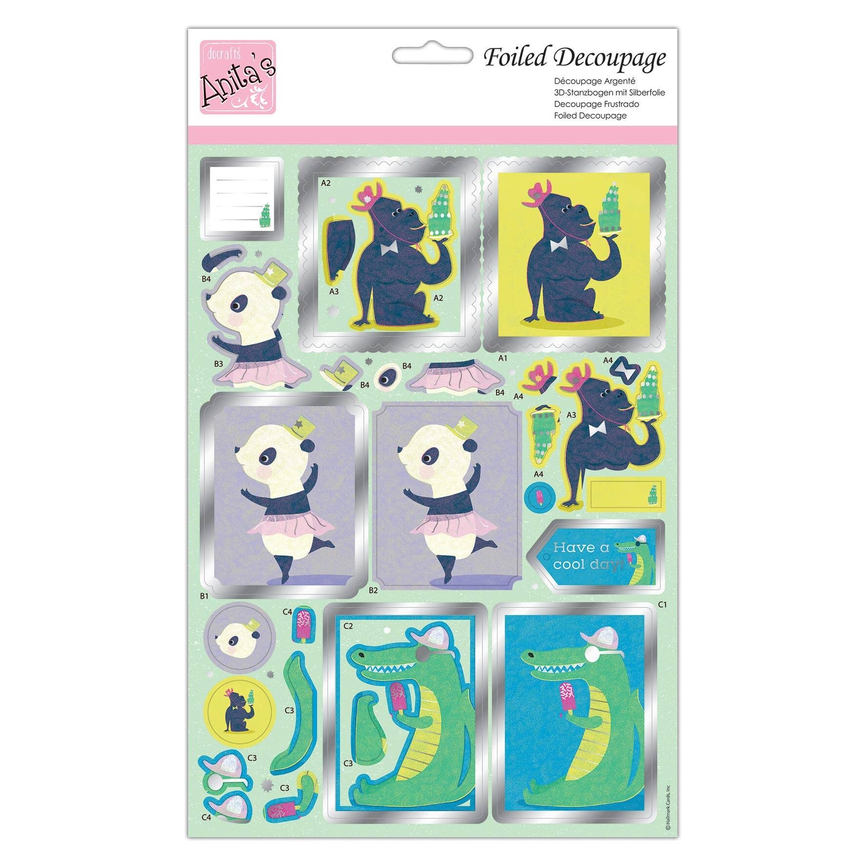 Anita's A4 Party Animals Gorilla, Decoupage-Bogen, Zubehör zum Basteln, Papierbasteln, Scrapbooking, Kartenbasteln, Origami, ideal für Bastelarbeiten für Erwachsene, fügt Bastelprojekten strukturierte Muster hinzu