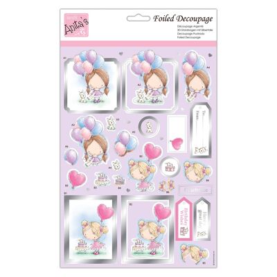 Anita's A4 Birthday Balloons Decoupage Sheet, Accessories Supplies For Craft, Paper Craft, Scrapbooking, Card Making, Origami, Ideal for Adult Craft, Adds Textured Pattern To Craft Projects