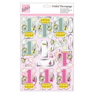 Anita's A4 No 1 Monkey Foiled Decoupage Sheet, Accessories Supplies For Craft, Paper Craft, Scrapbooking, Card Making, Origami, Ideal for Adult Craft, Adds Textured Pattern To Craft Projects