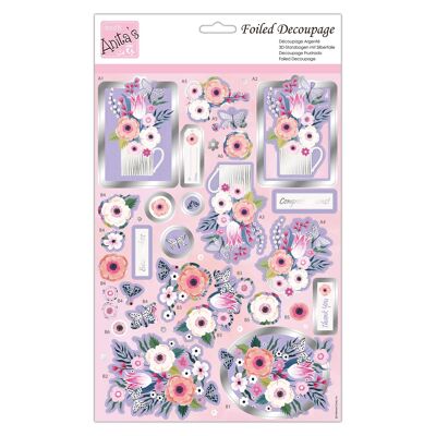 Anita's A4 Congratulations Boquet Foiled Decoupage Sheet, Accessories Supplies For Craft, Paper Craft, Scrapbooking, Card Making, Origami, Ideal for Adult Craft, Adds Textured Pattern To Crafts