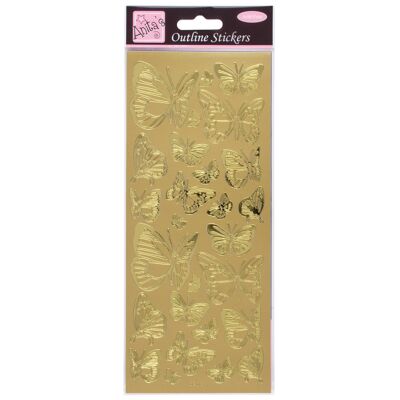 Autocollants de contour d'Anita, papillon, or, pour scrapbooking, fabrication de cartes, jeux d'enfants, devoirs, art, artisanat, embellissement, décoratif, papier, carte, verre, métal, plastique, mousse