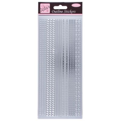 Anita's Outline Stickers, Multicoloured Borders, Silver, For Scrapbooking, Card Making, Kids Play, Homework, Art, Craft, Embelish, Decorative, Paper, Card, Glass, Metal, Plastic, Foam