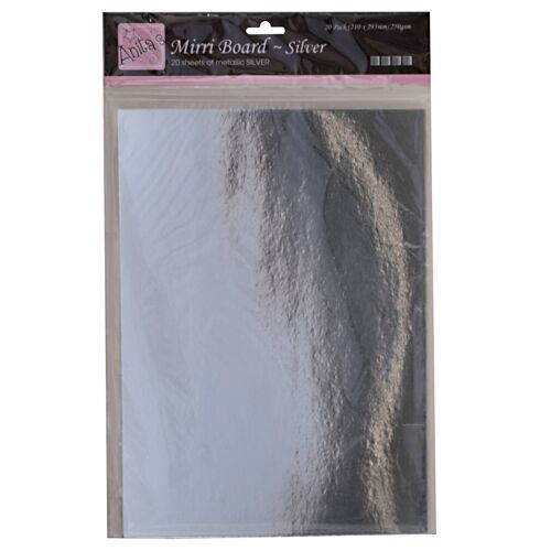 Anita's Mirri Board, A4, Silver, Pack Of 20, Shiny, Mirrored Craft Card, For Art, Craft, School Homework, Crown Making, Cardstock, Craft Supplies