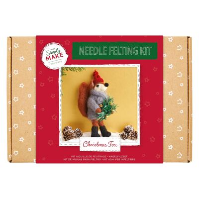 Nadelfilz-Set zum Selbermachen – Weihnachtsfuchs-Design für Kinder und Erwachsene, einschließlich Wolle, Nadeln und allen Werkzeugen, perfekt für das Basteln von Erwachsenen und Anfängern – Nadelfilz-Kunst- und Bastelset