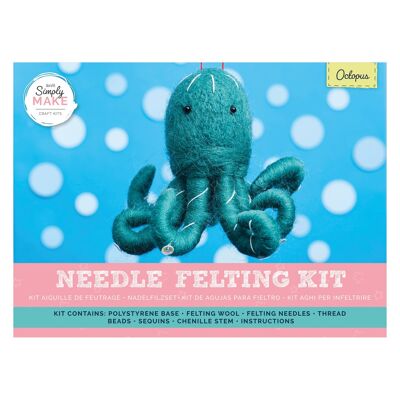 Nadelfilz-Set zum Selbermachen – Oktopus-Design für Kinder und Erwachsene, inklusive Wolle, Nadeln und allen Werkzeugen, perfekt für das Basteln von Erwachsenen und Anfängern – Nadelfilz-Kunst- und Bastelset