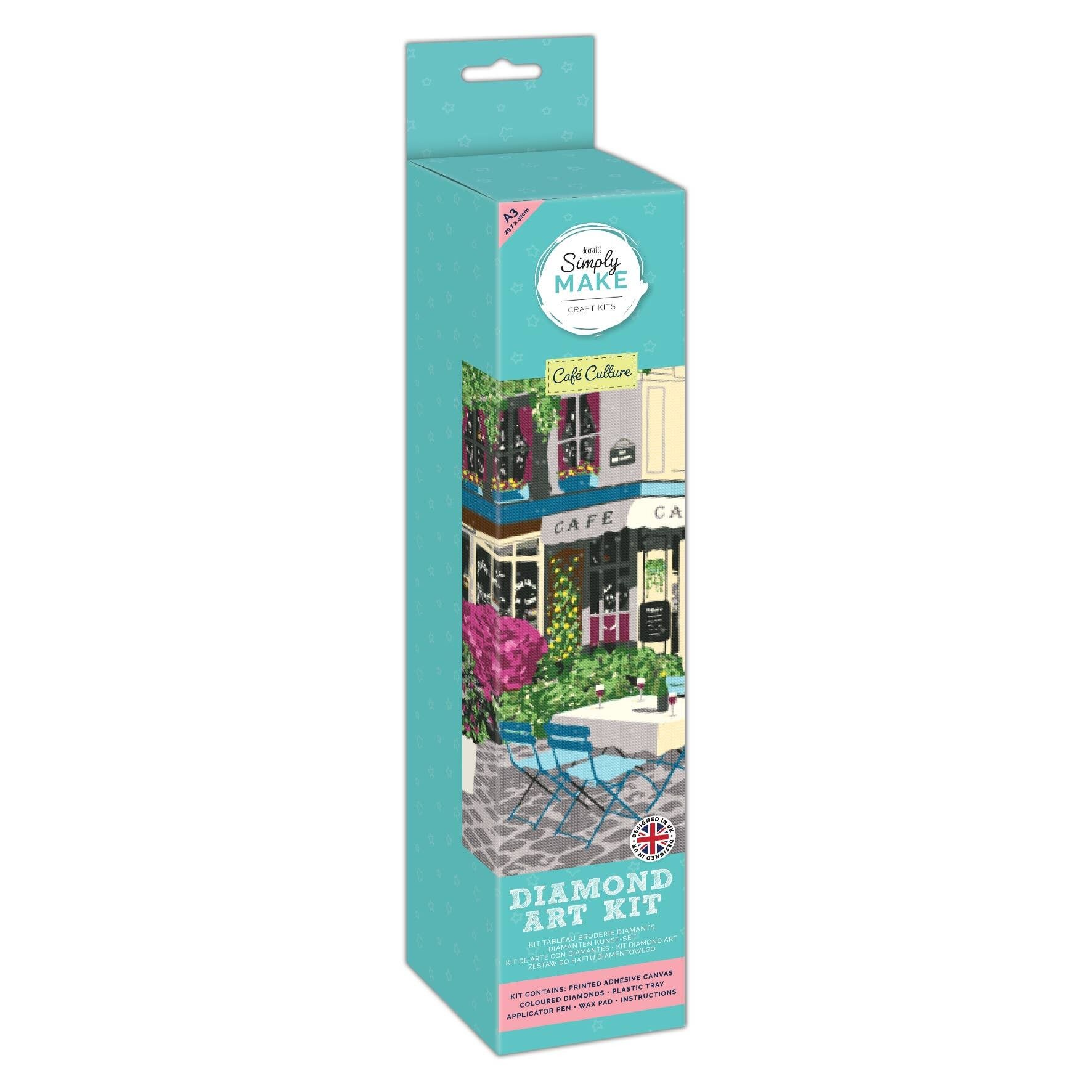 Simply Make Diamond Sequin Art Painting Bastelset A3 – Café Culture, ideal für Erwachsene, Kinder und Jugendliche, perfektes Hobby-Basteln