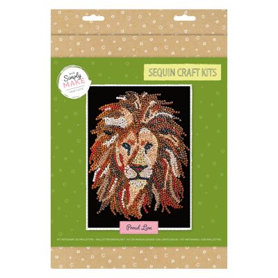 Simply Make Kit de loisirs créatifs à paillettes – Motif lion fier pour enfants et adultes, paillettes vibrantes pour travaux manuels en mosaïque, paillettes pour travaux manuels, parfait pour les travaux manuels pour adultes – Kit d'art et d'artisanat à paillettes