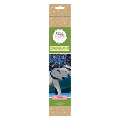 Simply Make Diamond Art Kit - Elefante - Kit per pittura con diamanti per adulti, tela con quadri vivaci con accessori, per decorazioni per la casa o accessorio da appendere alla parete, strumento per gemme incluso - Kit per arte e artigianato