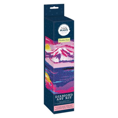 Simply Make Diamond Art Kit - Scena di montagna - Kit per pittura con diamanti per adulti, tela con quadri vivaci con accessori, per decorazioni per la casa o accessorio da appendere alla parete, strumento per gemme incluso - Kit per arte e artigianato