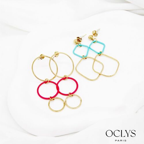 Lot de 12 Boucles d’oreilles pendantes acier inoxydable Coloris
