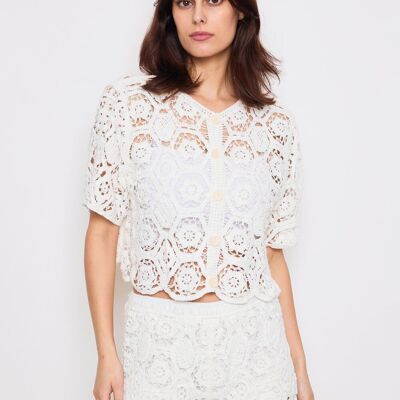 Gilet all'uncinetto a manica corta 2508-CROCHET