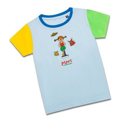 koaa – Pippi Brindacier « Kunterbunt » – T-shirt bleu/vert/jaune