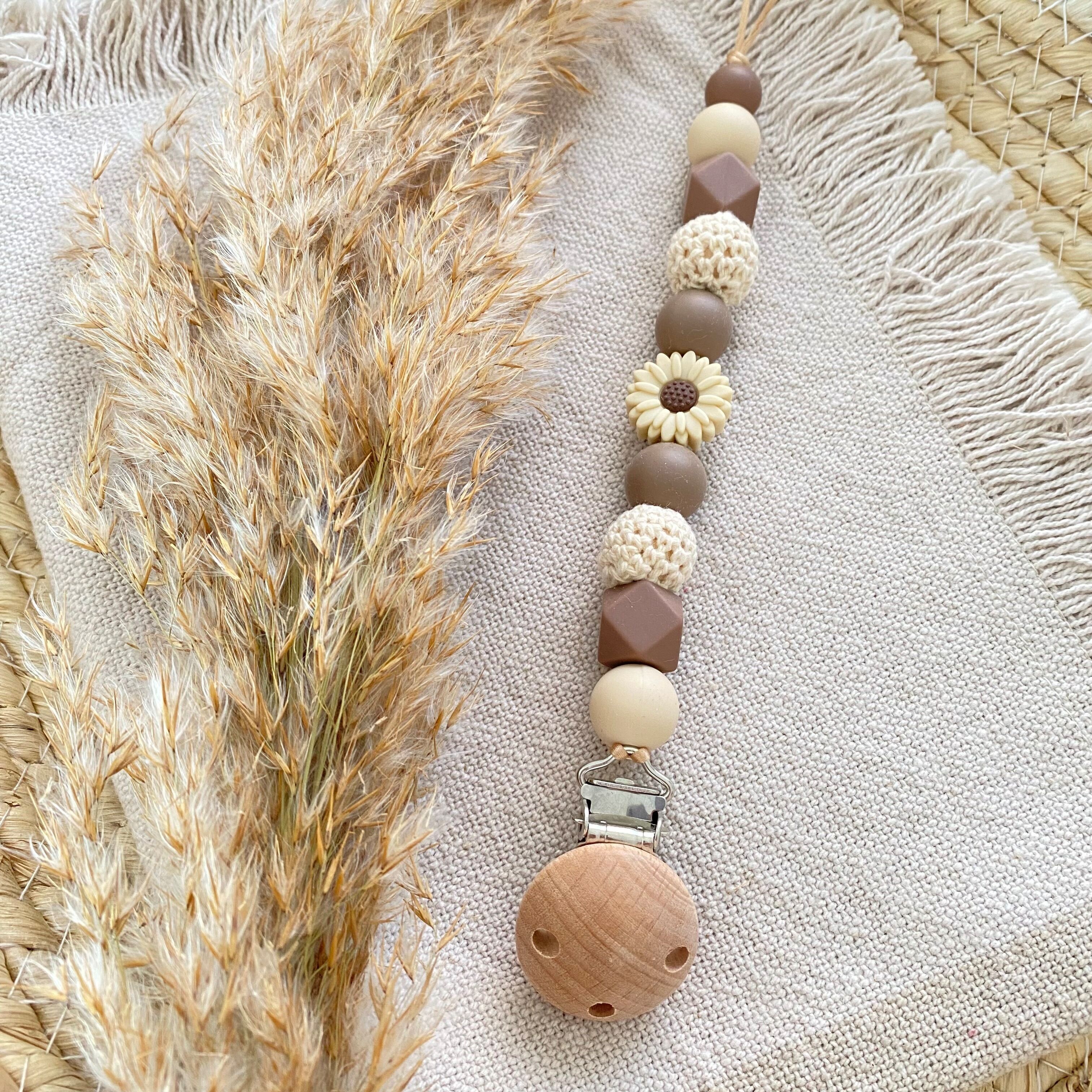 Clip per ciuccio Margherita Marrone Crema