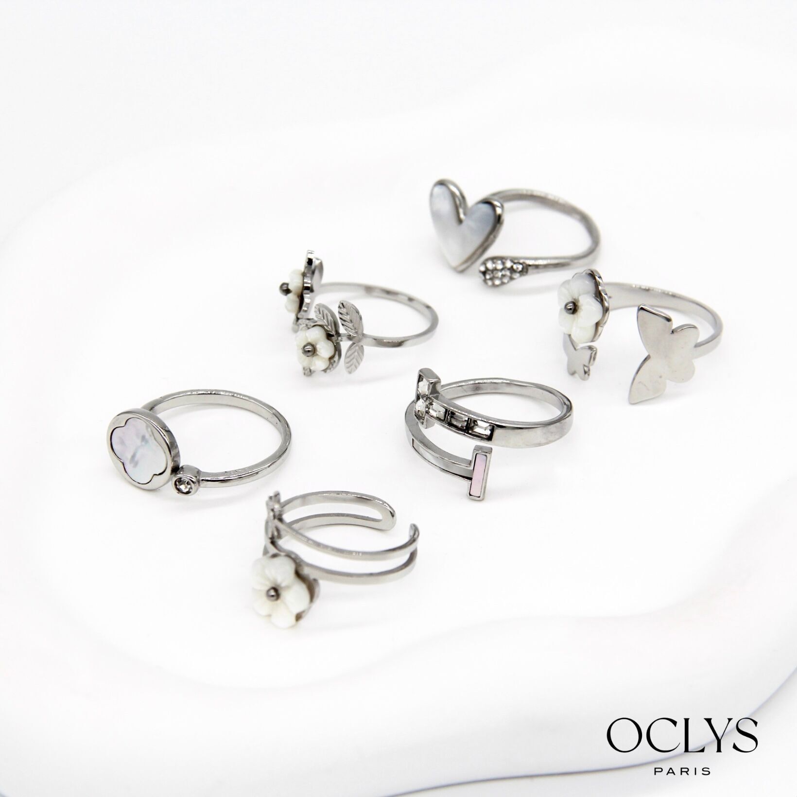 Set di 12 anelli Musa in acciaio inossidabile