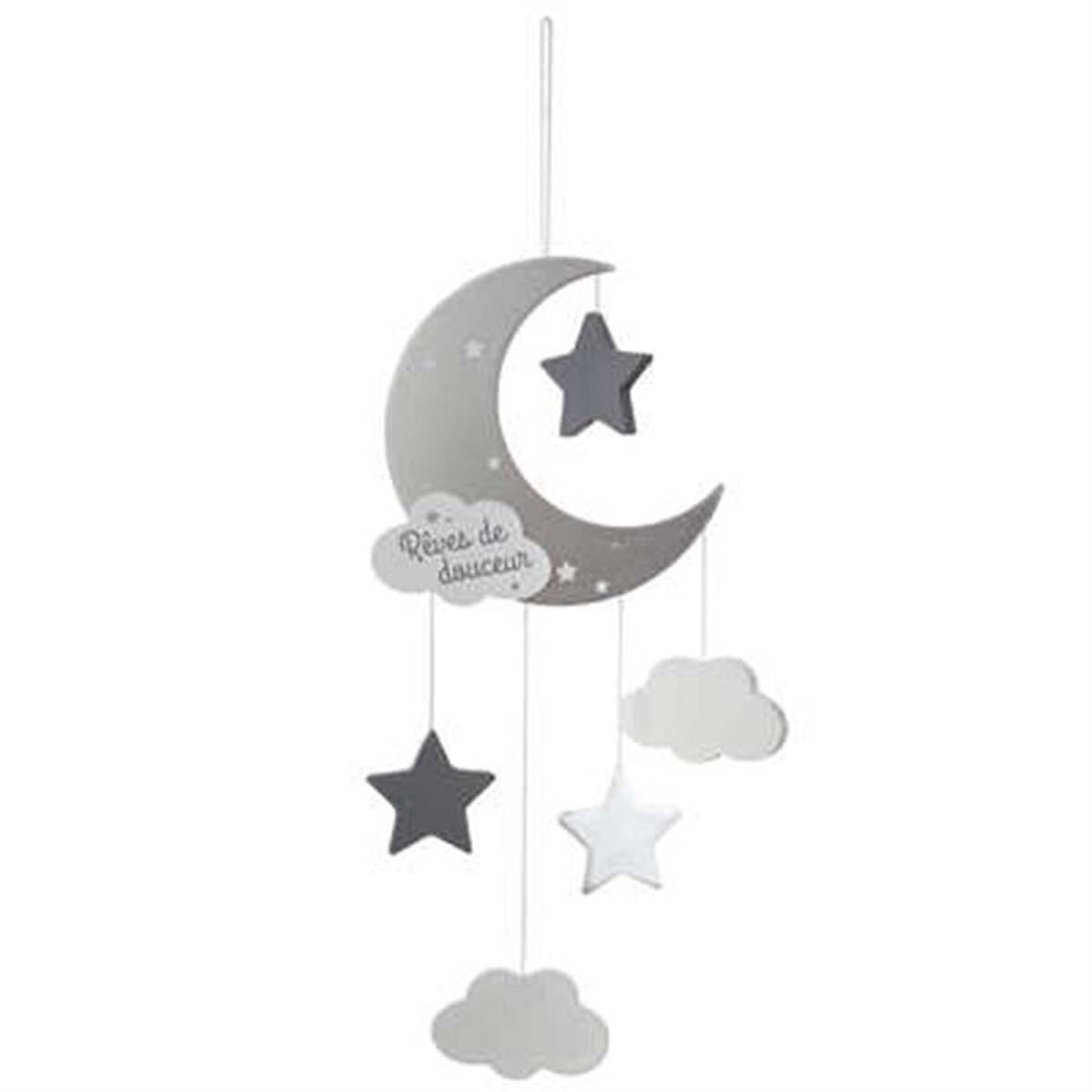Decorazione da parete sospesa Luna 45 x 16 cm MDF Grigio