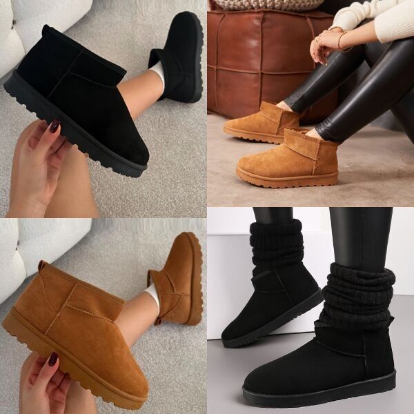 FAUX SUEDE ULTRA MINI COZY SNOW ANKLE BOOTS (PACK OF 12 PAIRS UK3-UK8)