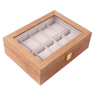 Caja para relojes de madera - 10 compartimentos