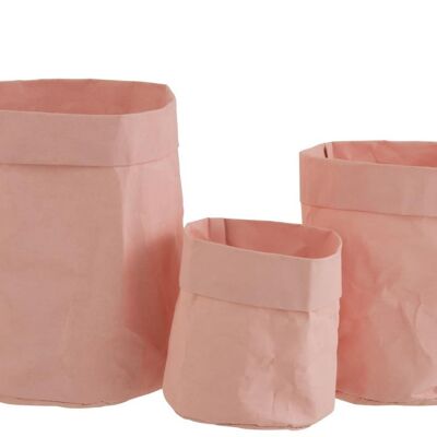 Set de 3 macetas bolsa resistente al agua papel kraft rosa