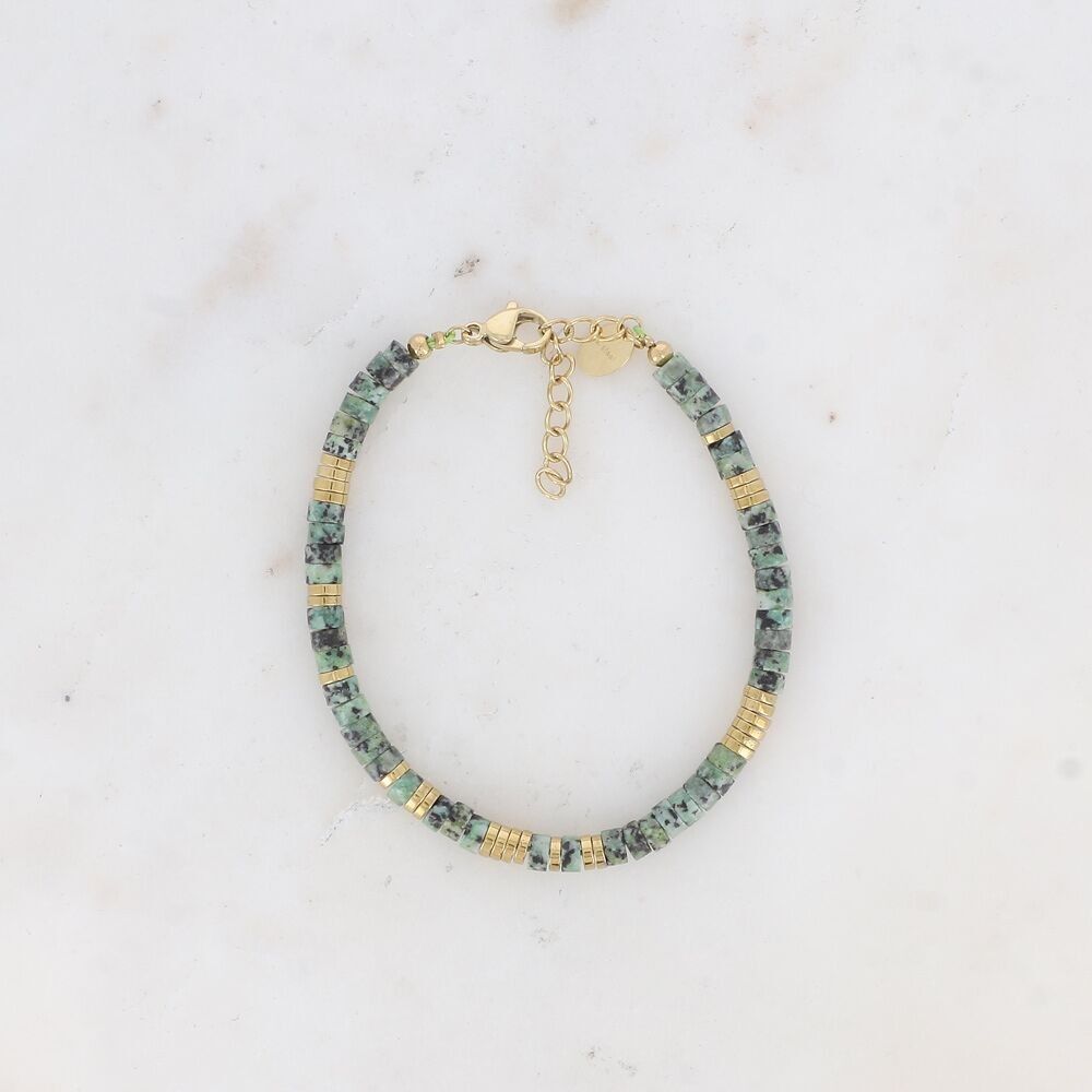 Bracelet Olivine - acier inoxydable, rondelles en pierres naturelles