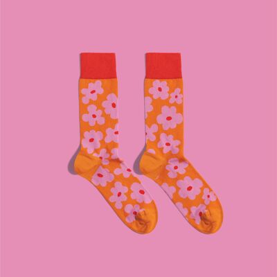 Calcetines Flores Rosas | calcetines de flores | calcetines rosas | calcetines naranjas
