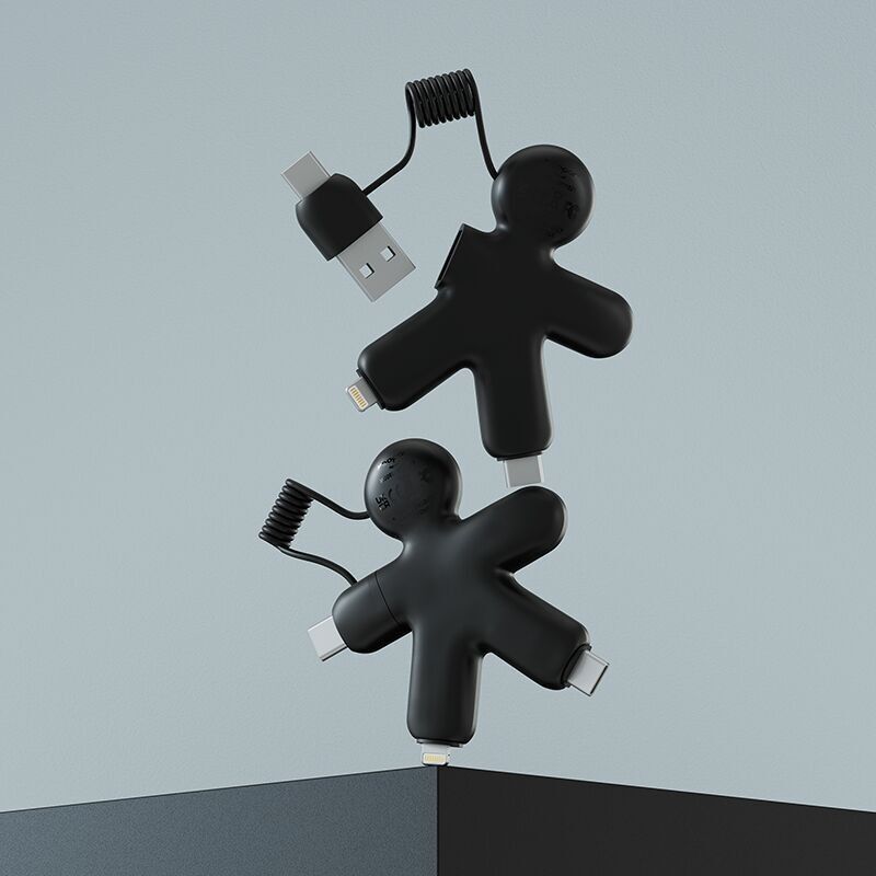 🔌 Cable de carga multiconector reciclado Buddy negro 🔌