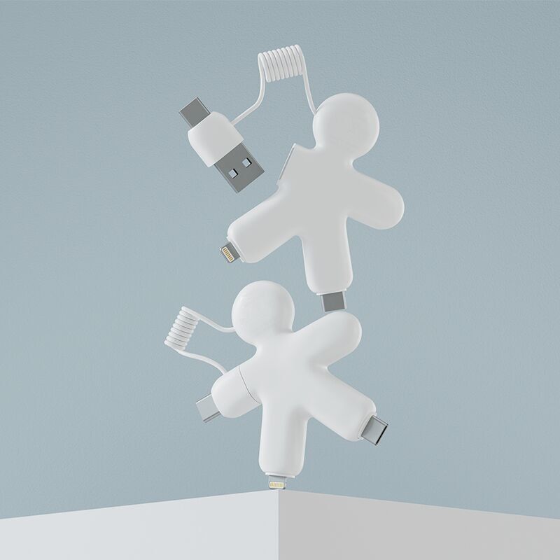 🔌 Cable de carga multiconector reciclado Buddy blanco 🔌