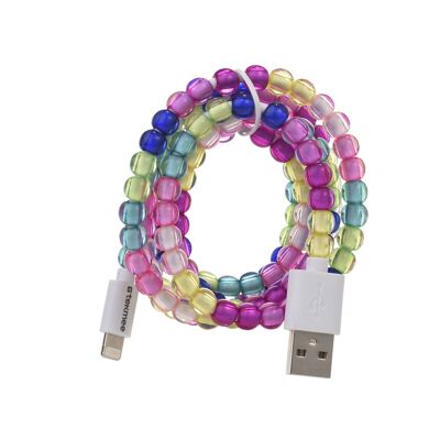 CABLE TEKMEE 1M USB LIGHTNING PERLAS DE COLOR