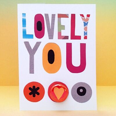 Collage Text Lovely You Greeting Card With Badge