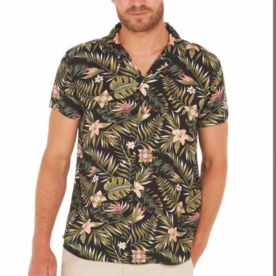 Camicia in viscosa Tropic nera