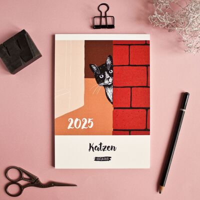 Katzen Kalender 2025 im A5 Format (deutsches Kalendarium)