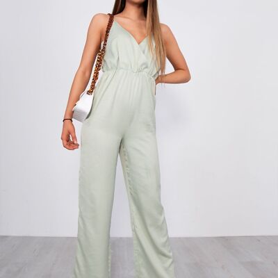 Jumpsuit mit tiefem Ausschnitt und weitem Bein – E4722