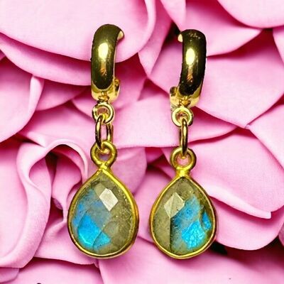 "LUNA" earrings, fine gold Labradorite