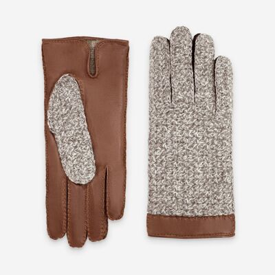 Gants cuir agneau-100% cachemire-21544CA