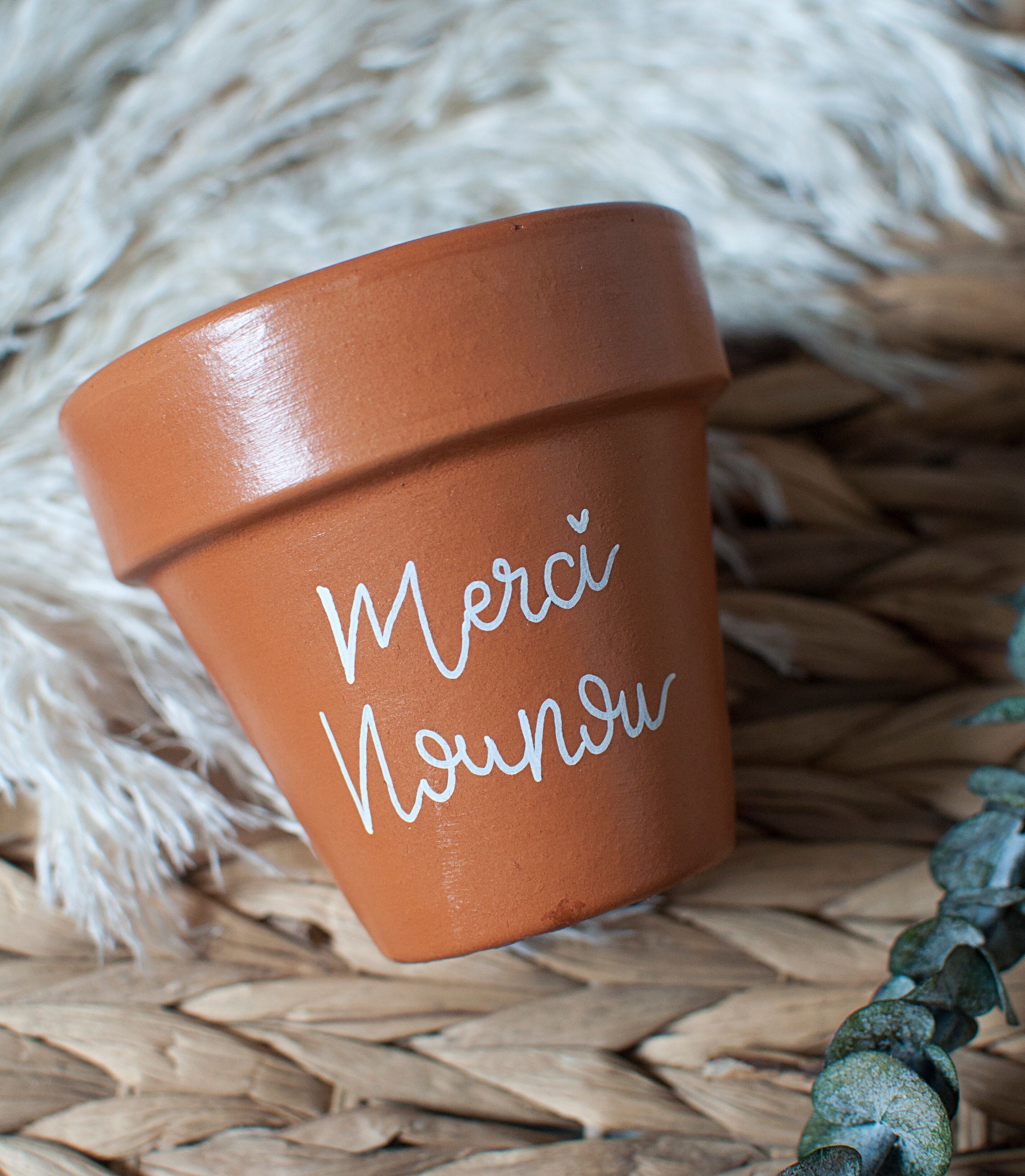 Vaso di fiori in terracotta / vaso di fiori: Grazie tata [Regalo tata / Grazie tata]