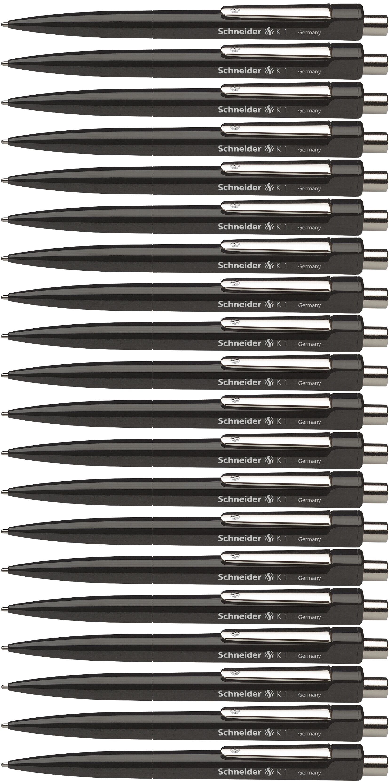 Schneider K 1 Stylo à bille rétractable (indélébile, épaisseur de trait: M) 20 pièces