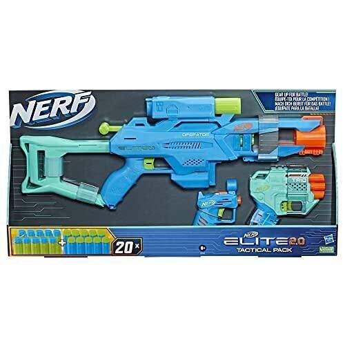 Hasbro - Nerf Elite - Pack Tactique Nerf Elite 2.0 + Blasters Operator DB-2 +Trio TD-3 + Blaster Compact Ace SD-1  -  20 fléchettes en mousse Nerf Elite