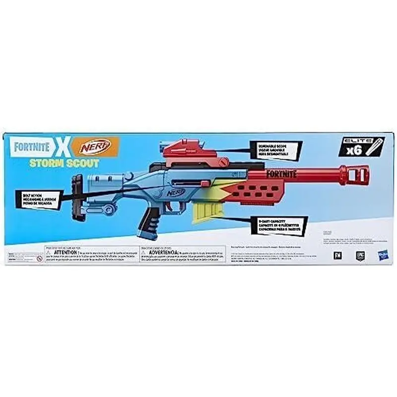 Nerf Fortnite BASR-L, blaster à verrou et à chargeur, inclut viseur amovible, chargeur 6 fléchettes, 12 fléchettes Nerf Elite