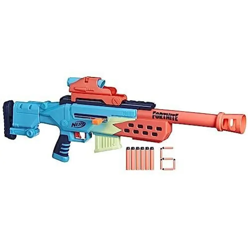 Nerf Fortnite BASR-L – Blaster à Verrou Et Chargeur, Viseur Amovible, Chargeur 6 Fléchettes, 12 Fléchettes Elite – Dès 8 Ans