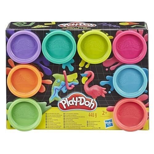 Hasbro - Play-Doh - 8 vasetti di pasta da modellare - Colori neon - 56 g ciascuno