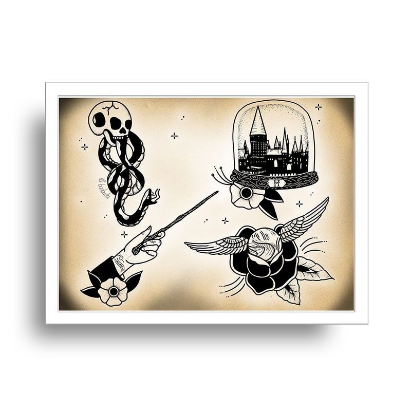 Foglio flash per tatuaggi con bacchetta magica