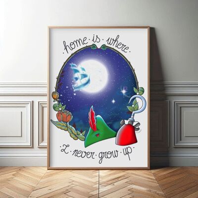 Lámina Home is where I never grow up