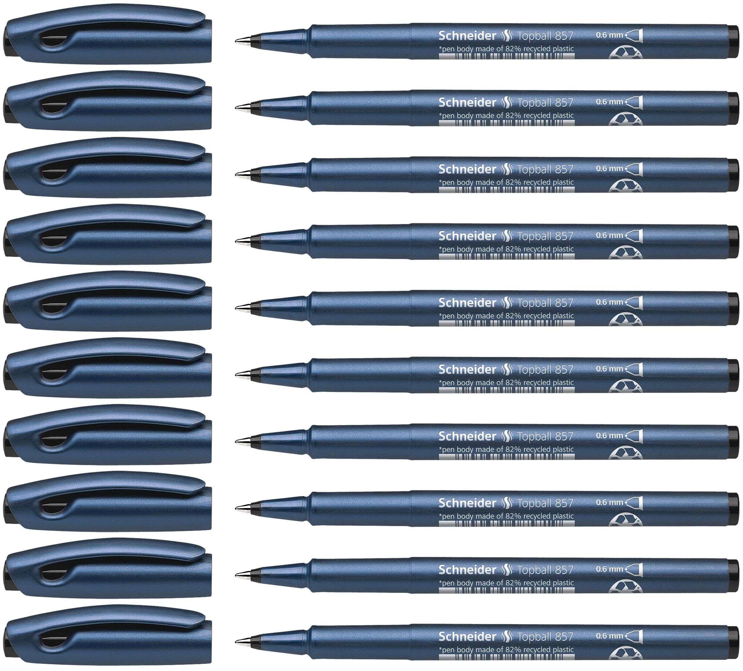 Schneider Topball 857 Stylo Roller (punta metallica solida, 0,6 mm) 10 pezzi