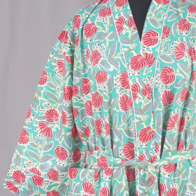 Peignoir Kimono en Coton - Pissenlits Verts