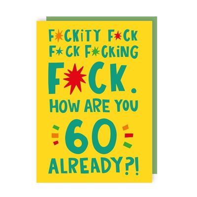 Funny Fuckity Fuck Lot de 6 cartes d'anniversaire 60e anniversaire