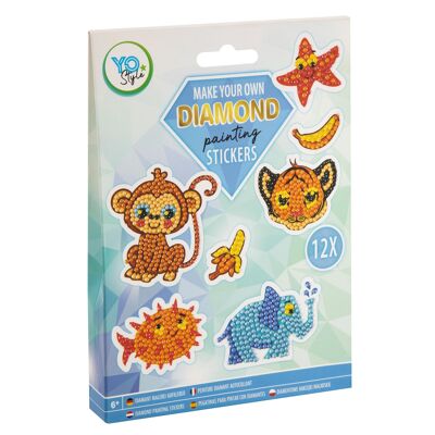 Set d'autocollants diamant "Beaux animaux" - 12 pièces